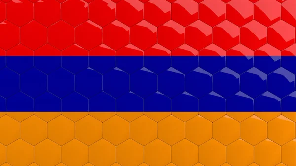 Armenia Bandiera Esagono Sfondo Bandiera Armena Nido Ape Lucido Riflettente — Foto Stock
