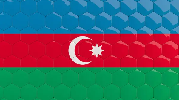 Azerbaycan Bayrağı Altıgen Arkaplan Bal Tarağı Yansıtıcı Yansıtıcı Mozaik Döşemeler 3D 