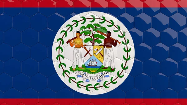 Belize Flag Hexagon Háttér Méhsejt Fényes Tükröződő Mozaik Csempe Render — Stock Fotó