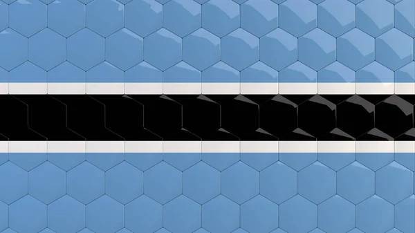 Botswana Flag Hexagon Background Honeycomb Glossy Reflective Mosaic Tiles Render — Stock Photo, Image