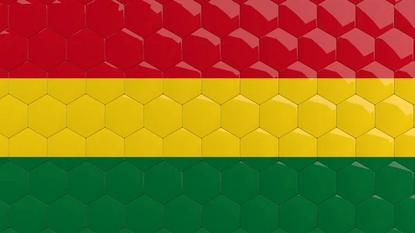 Bandera Bolivia Hexágono Fondo Panal Brillante Mosaico Reflectante Azulejos Render — Foto de Stock
