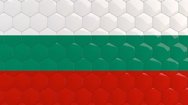Bulgarien Flagga Hexagon Bakgrund Bulgariska Flaggan Bikaka Glansiga Reflekterande Mosaik — Stockfoto