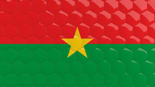 Burkina Faso Flag Hexagon Background Honeycomb Glossy Reflective Mosaic Tiles — Stock Photo, Image