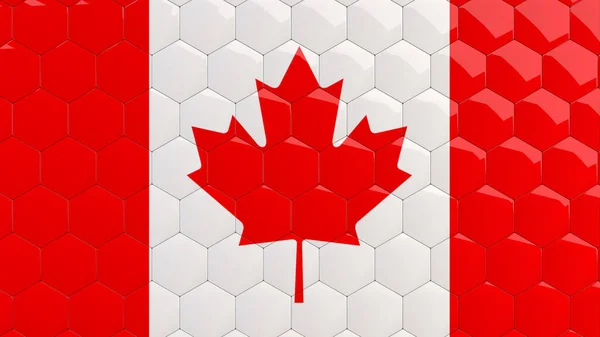 Kanada Flagge Hexagon Hintergrund Kanadische Flagge Waben Glänzend Reflektierenden Mosaikfliesen — Stockfoto