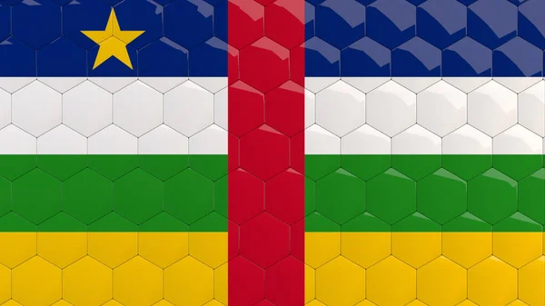 中非共和国国旗六边形背景中部非洲国旗蜂窝光滑反射马赛克瓷砖3D渲染 — 图库照片