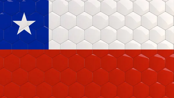 Chile Zászló Hexagon Háttér Chilei Zászló Méhsejt Fényes Tükröződő Mozaik — Stock Fotó