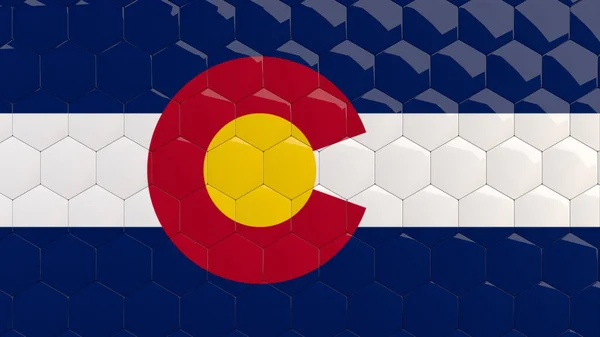 Colorado Flag USA Hexagon Arkaplan Kolonisi Bal peteği Yansıtıcı mozaik fayanslar 3D Render American State Flag