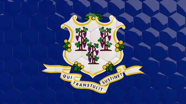 Connecticut Flag Usa Hexagon Bakgrund Connecticuter Flagga Bikaka Glansiga Reflekterande — Stockfoto