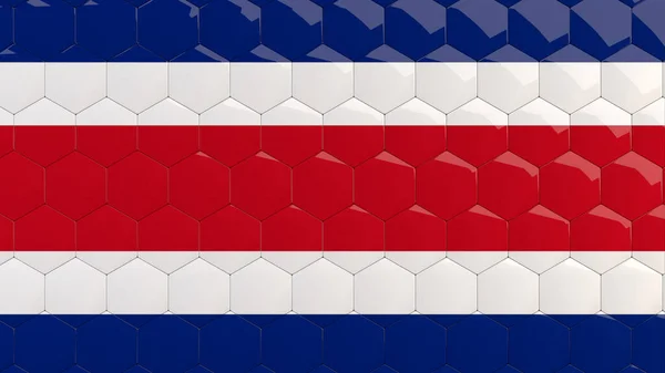 Costa Rica Flagga Hexagon Bakgrund Costa Ricas Flagga Bikaka Glänsande — Stockfoto