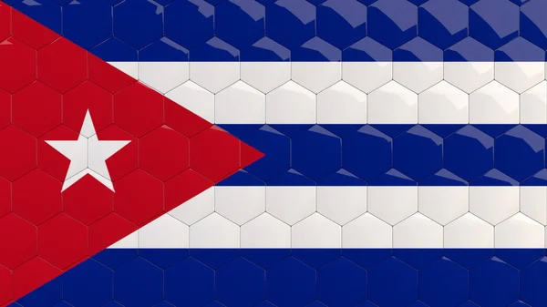 Κούβας Σημαία Εξάγωνο Ιστορικό Κούβας Σημαία Κυψέλη Γυαλιστερό Ανακλαστικό Ψηφιδωτό — Φωτογραφία Αρχείου