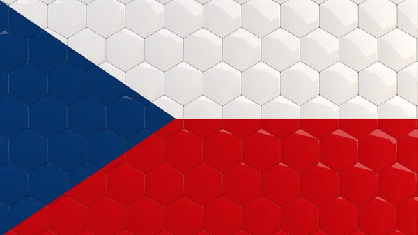 Чешская Республика Флаг Шестиугольник Фоновые Соты Глянцевые Отражающие Мозаики Render — стоковое фото