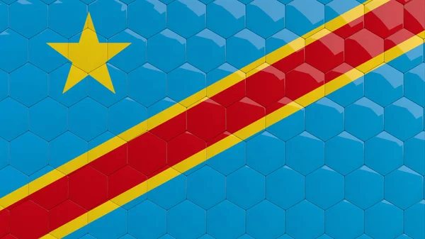Demokratyczna Republika Konga Flaga Sześciokąt Tło Flaga Konga Plaster Miodu — Zdjęcie stockowe