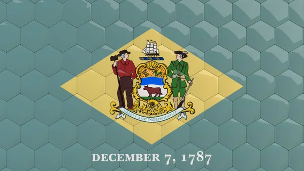 Delaware Flaga Usa Sześciokąt Tło Delawarean Flaga Plaster Miodu Błyszczące — Zdjęcie stockowe