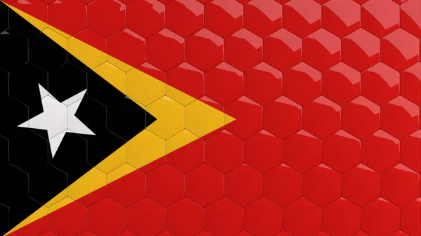 Timor Wschodni Flaga Sześciokąt Tło Plaster Miodu Błyszczące Odblaskowe Mozaiki — Zdjęcie stockowe