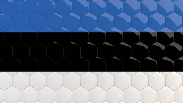 Estonya Bayrağı Altıgen Arkaplan Estonya Bayraklı Bal peteği Yansıtıcı Mozaik Döşemeler 3D 