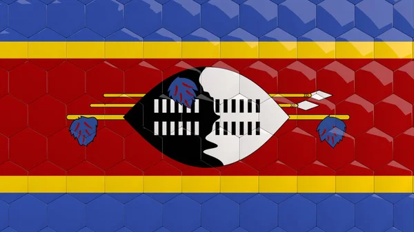 Флаг Эсватини Шестиугольник Фон Свазиленд Медовые Соты Глянцевые Зеркальные Мозаичные — стоковое фото