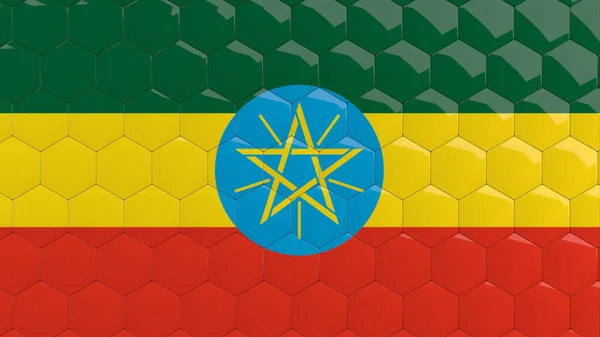 Etiopía Bandera Hexágono Fondo Etiopía Bandera Panal Brillante Mosaico Reflectante — Foto de Stock