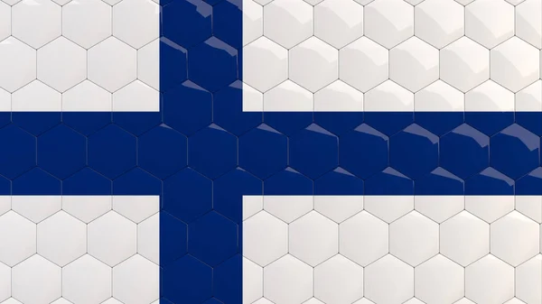 Finlandia Bandiera Esagono Sfondo Finlandese Bandiera Nido Ape Lucido Riflettente — Foto Stock