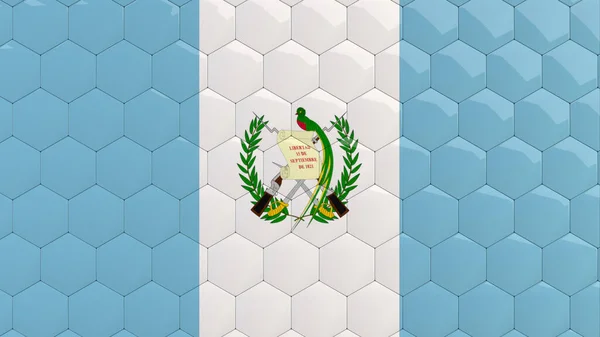 Σημαία Γουατεμάλα Εξάγωνο Φόντο Κυψέλη Γυαλιστερό Ανακλαστικό Ψηφιδωτό Πλακάκια Render — Φωτογραφία Αρχείου