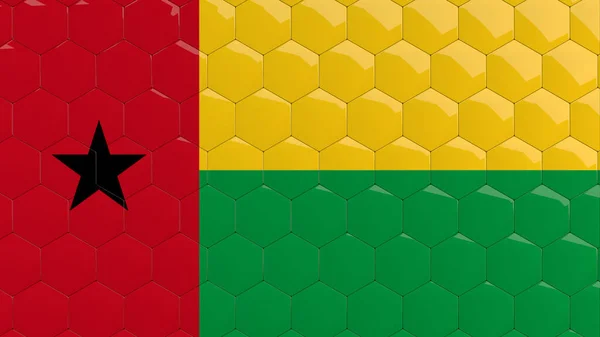 Guinea Bissau Flag Hexagon Background Honeycomb Glossy Reflective Mosaic Tiles — Stock Photo, Image