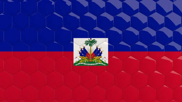 Haiti Flag Hexagon Background Haitian Flag Honeycomb Glossy Reflective Mosaic — Stock Photo, Image