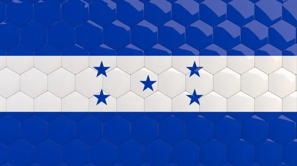 Honduras Zászló Hexagon Háttér Méhsejt Fényes Tükröződő Mozaik Csempe Render — Stock Fotó