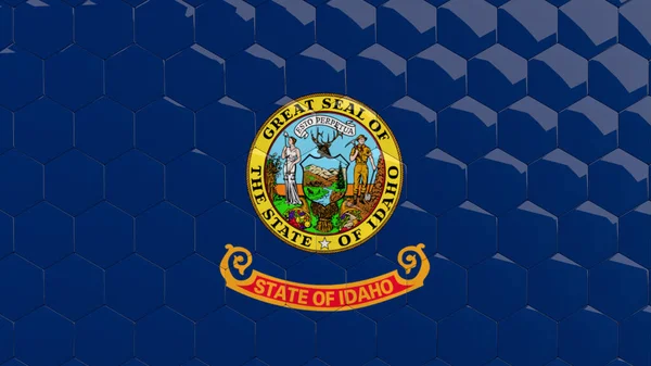 Idaho State Flag Usa Sześciokąt Tło Plaster Miodu Błyszczące Odblaskowe — Zdjęcie stockowe