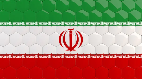 İran Altıgen Sancak Arkaplanı İran Bayraklı Bal Tarağı Yansıtıcı Mozaik Döşemeler 3D 
