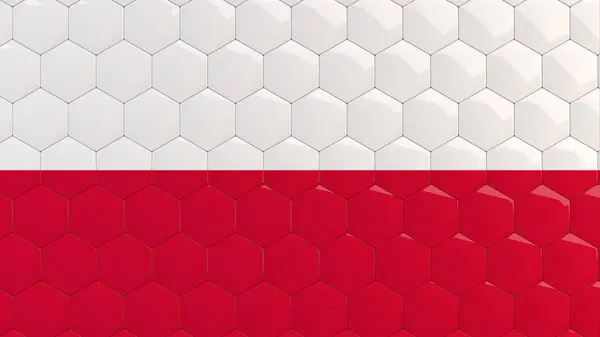 Abstrakt Polen Flagge Hexagon Hintergrund Polnische Flagge Waben Glänzend Reflektierenden Stockfoto