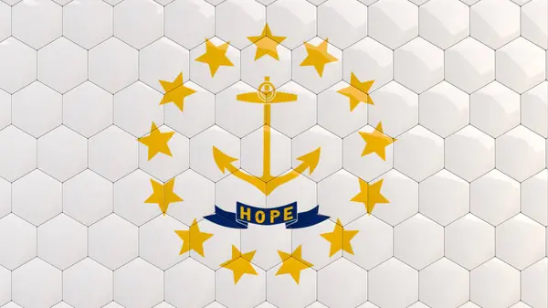 Abstrakt Rhode Island State Flag Hexagon Hintergrund American State Flag Stockfoto