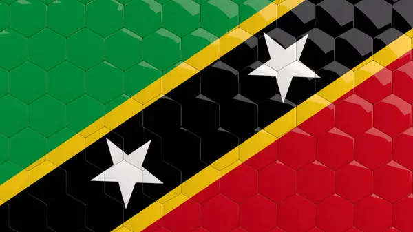 Abstrakte Kitts Und Nevis Flagge Hexagon Hintergrund Waben Glänzend Reflektierenden lizenzfreie Stockfotos