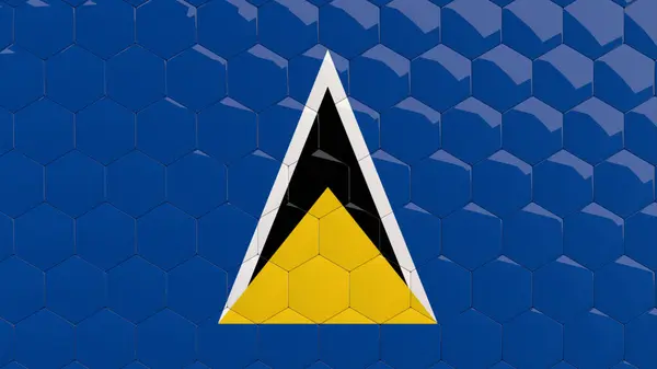 Abstrakte Saint Lucia Flagge Hexagon Hintergrund Waben Glänzend Reflektierenden Mosaikfliesen lizenzfreie Stockfotos