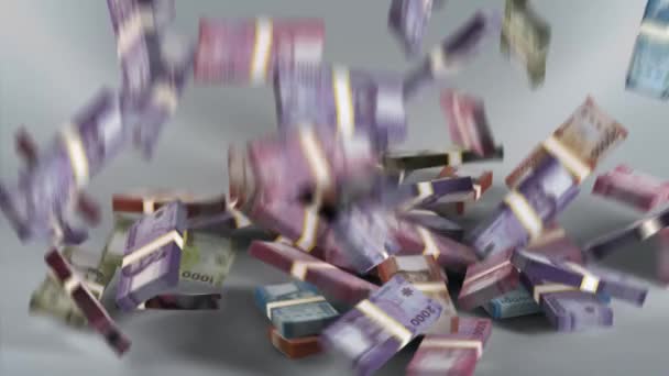 Chile Money Peso Empilhado Dinheiro Queda Moeda Chilena Render — Vídeo de Stock