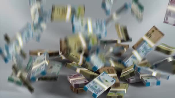 Azerbaiyán Dinero Manat Apilado Dinero Cayendo Moneda Azerbaiyán Render — Vídeos de Stock