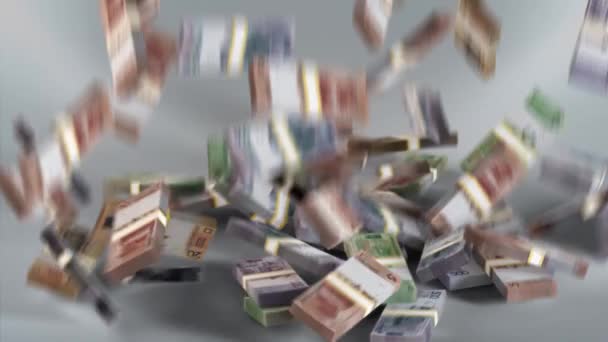 Wit Rusland Geld Ruble Gestapeld Geld Vallen Wit Russische Valuta — Stockvideo
