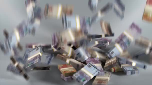 Dinheiro Brasil Dinheiro Empilhado Real Queda Moeda Brasileira Render — Vídeo de Stock