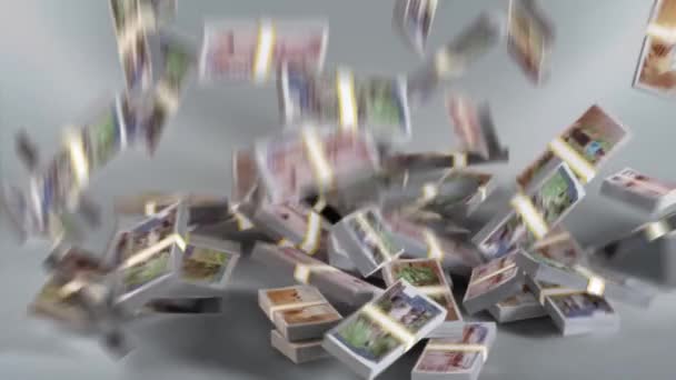 Dinheiro Cambojano Riel Empilhado Queda Dinheiro Moeda Cambojana Render — Vídeo de Stock