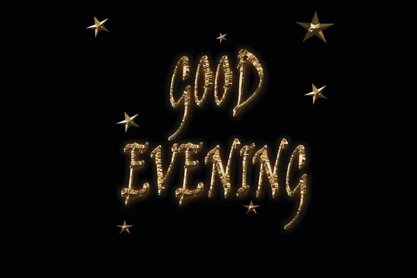 Good Evening Golden Stars Shining Effect Black Elegant Background Shirt — Stock Photo, Image
