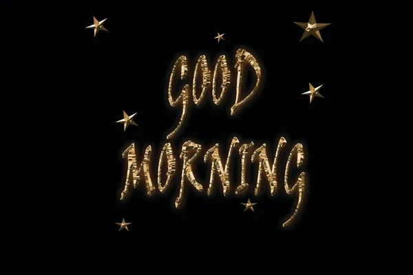 Good Morning Golden Stars Shining Effect Black Elegant Background Shirt — Stock Photo, Image