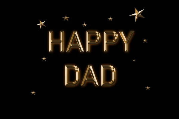 Happy Dad Card Beautiful Greeting Card Scratched Calligraphy Golden Text — Stock Photo, Image