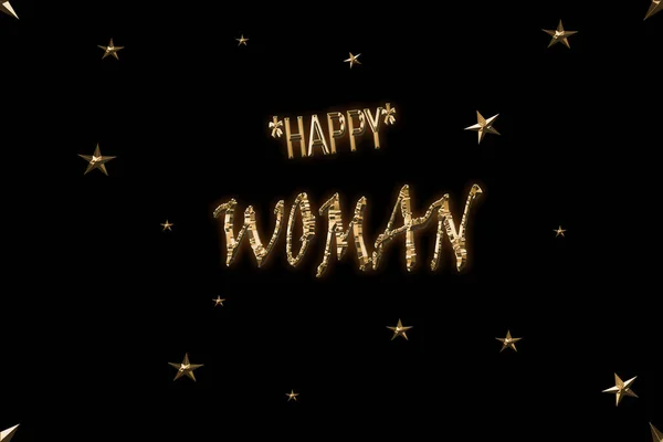 Happy Woman Gold Glitter Illustration — Stock Photo, Image