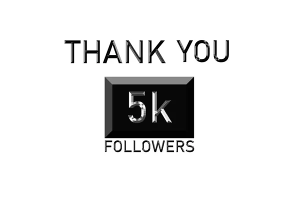 5 k, 5000 subscriber. thank you for with a special design for your support, 3d render, Silver words effect with white and black background, celebrate of subscriber