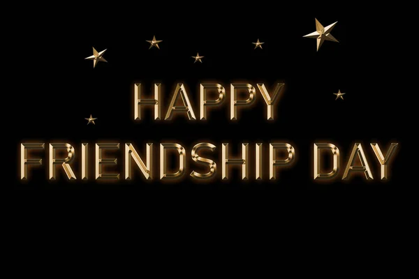 Happy Friendship Day Stílusú Arany Színű Fekete Hátterű — Stock Fotó