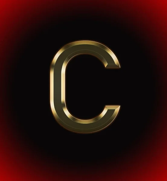 金光闪闪的字母C和姓名 男孩或女孩 字母C开头 黑红相间的背景 — 图库照片