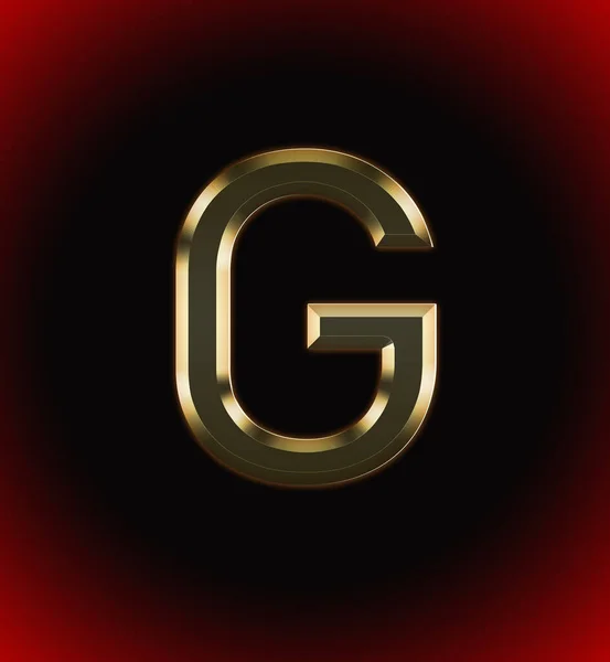 金光闪闪的字母G和姓名 男孩或女孩 字母G开头 黑红相间的背景 — 图库照片