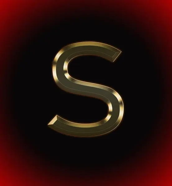 金光闪闪的字母S和姓名 男孩或女孩 字母S开头 黑红相间的背景 — 图库照片