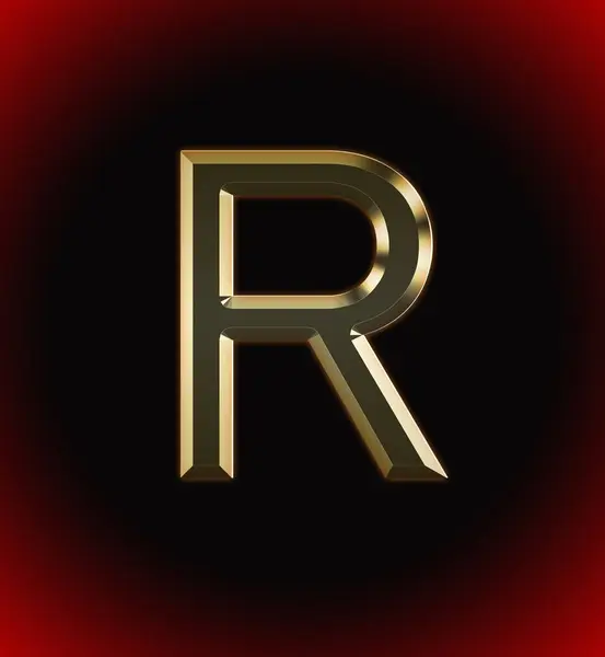 ゴールデンと輝くアルファベット Rと個人の名前 ボーイまたはガール アルファベットRの開始 黒と赤の美しい背景 — ストック写真