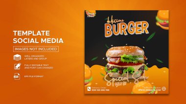 Burger Promotion Sale Design Template for social media