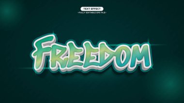 Freedom 3D Parlak Vektör Metin Efekti Tam Düzenlenebilir Metin ve Yazı Tipi