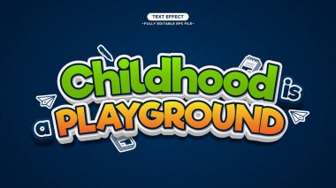 Çocukluk ve Oyun Alanı 3D Komik Vektör Metin Efekti Düzenlenebilir Metin ve Yazı Tipi